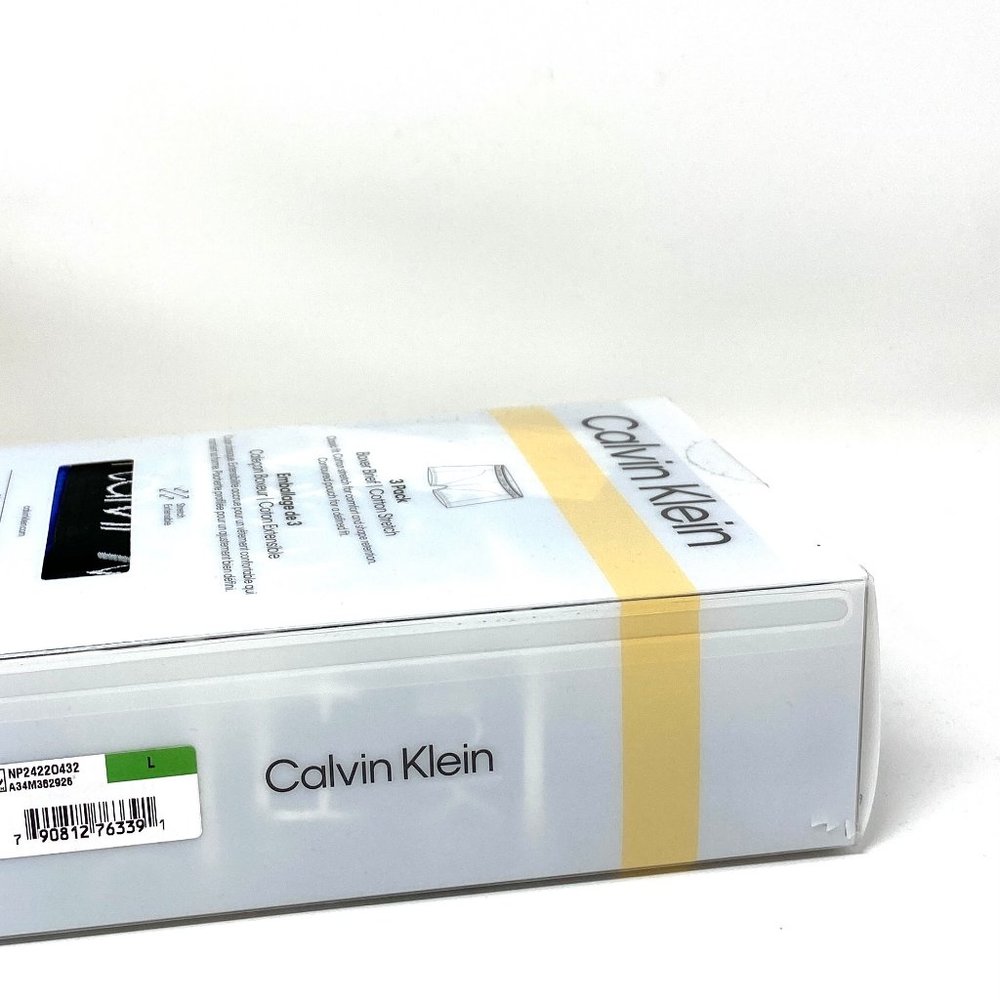 Calvin Klein 3 Pack Men's Size NP24220432 Cotton Stretch Boxer Briefs Black Blue - Picture 8 of 8